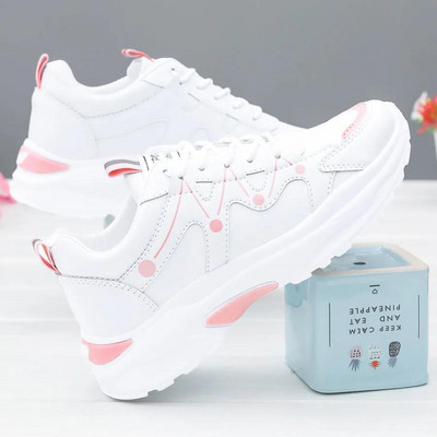 Zapatillas Mujer 2023 Νέα γυναικεία παπούτσια μόδας casual αντιολισθητικά Αθλητικά παπούτσια με χοντρή σόλα Γυναικεία κορδόνια λευκά βουλκανιζέ παπούτσια