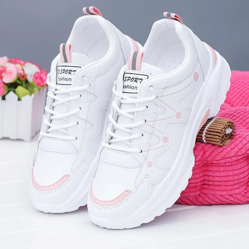 Zapatillas Mujer 2023 Νέα γυναικεία παπούτσια μόδας casual αντιολισθητικά Αθλητικά παπούτσια με χοντρή σόλα Γυναικεία κορδόνια λευκά βουλκανιζέ παπούτσια