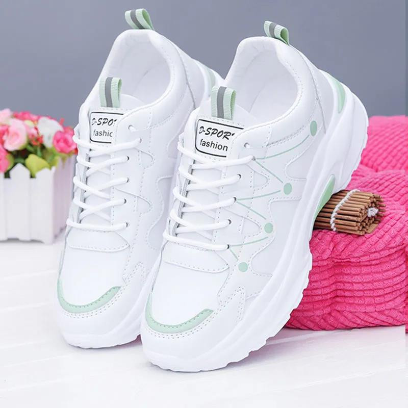 Zapatillas Mujer 2023 Νέα γυναικεία παπούτσια μόδας casual αντιολισθητικά Αθλητικά παπούτσια με χοντρή σόλα Γυναικεία κορδόνια λευκά βουλκανιζέ παπούτσια