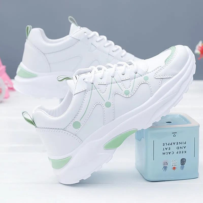 Zapatillas Mujer 2023 Νέα γυναικεία παπούτσια μόδας casual αντιολισθητικά Αθλητικά παπούτσια με χοντρή σόλα Γυναικεία κορδόνια λευκά βουλκανιζέ παπούτσια