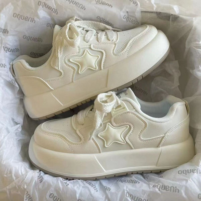 Crno-bijele Kawaii cipele Ženske sportske ležerne Vintage tenisice s platformom Korejske Vulcanize 2023. Proljeće Jesen Tenis Ženske ravne cipele