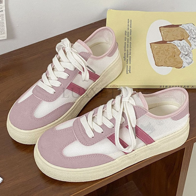 Plokštūs batai Moteriški tinkliniai kratiniai Laisvalaikiai batai Suvarstomi apvalūs pirštai Lauke Laisvalaikis sportbačiai Moteriški Zapatillas Mujer