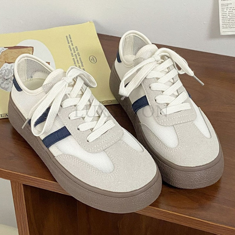 Plokštūs batai Moteriški tinkliniai kratiniai Laisvalaikiai batai Suvarstomi apvalūs pirštai Lauke Laisvalaikis sportbačiai Moteriški Zapatillas Mujer