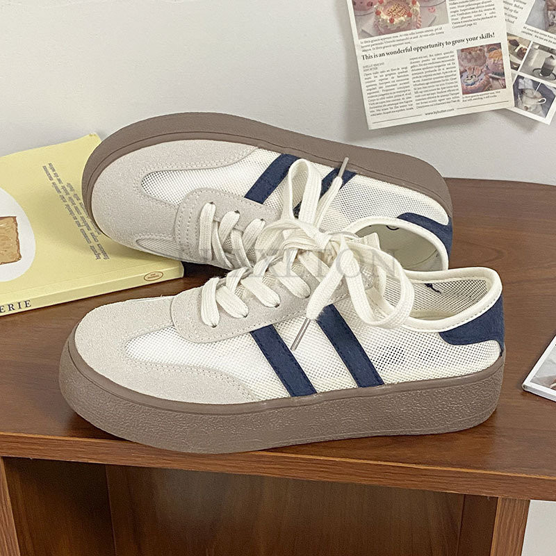 Plokštūs batai Moteriški tinkliniai kratiniai Laisvalaikiai batai Suvarstomi apvalūs pirštai Lauke Laisvalaikis sportbačiai Moteriški Zapatillas Mujer