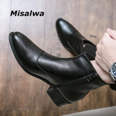 Misalwa Split Leather Mid Heel Κομψές ανδρικές μπότες Ανδρικές μπότες Chelsea Ανδρικές μπότες άνοιξη/χειμώνα Ανδρικές μπότες από γούνα σε κρύο ψύχος Dropshipping