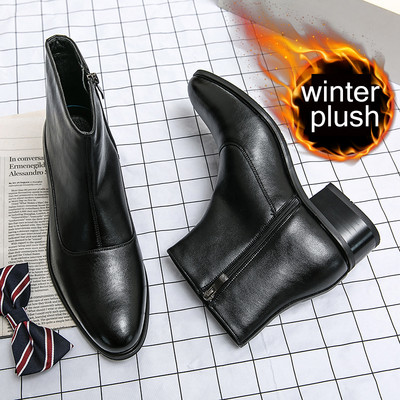 Misalwa Split Leather Mid Heel Κομψές ανδρικές μπότες Ανδρικές μπότες Chelsea Ανδρικές μπότες άνοιξη/χειμώνα Ανδρικές μπότες από γούνα σε κρύο ψύχος Dropshipping