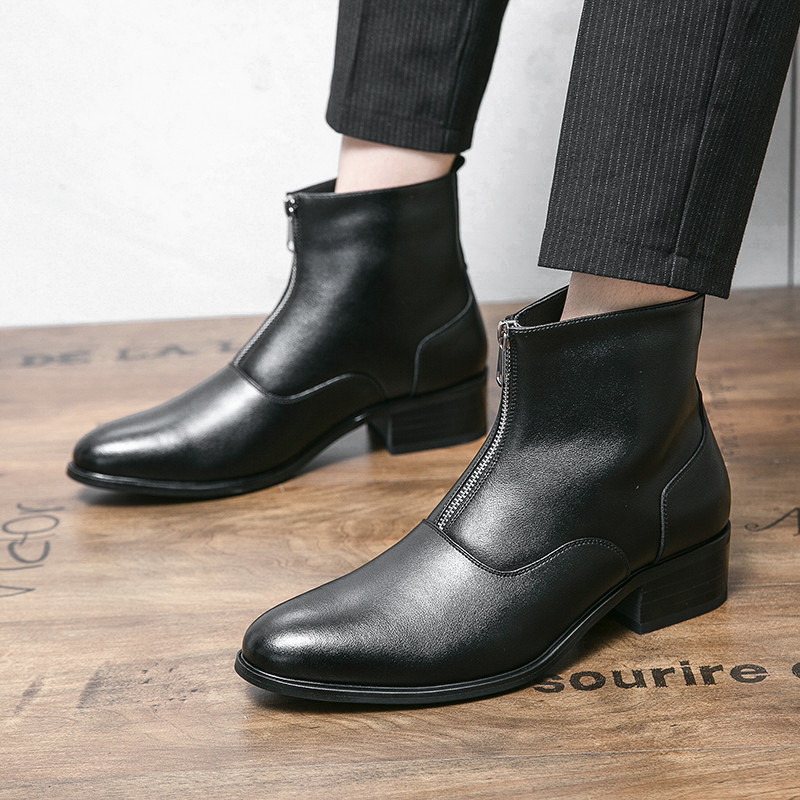 Misalwa Split Leather Mid Heel Κομψές ανδρικές μπότες Ανδρικές μπότες Chelsea Ανδρικές μπότες άνοιξη/χειμώνα Ανδρικές μπότες από γούνα σε κρύο ψύχος Dropshipping