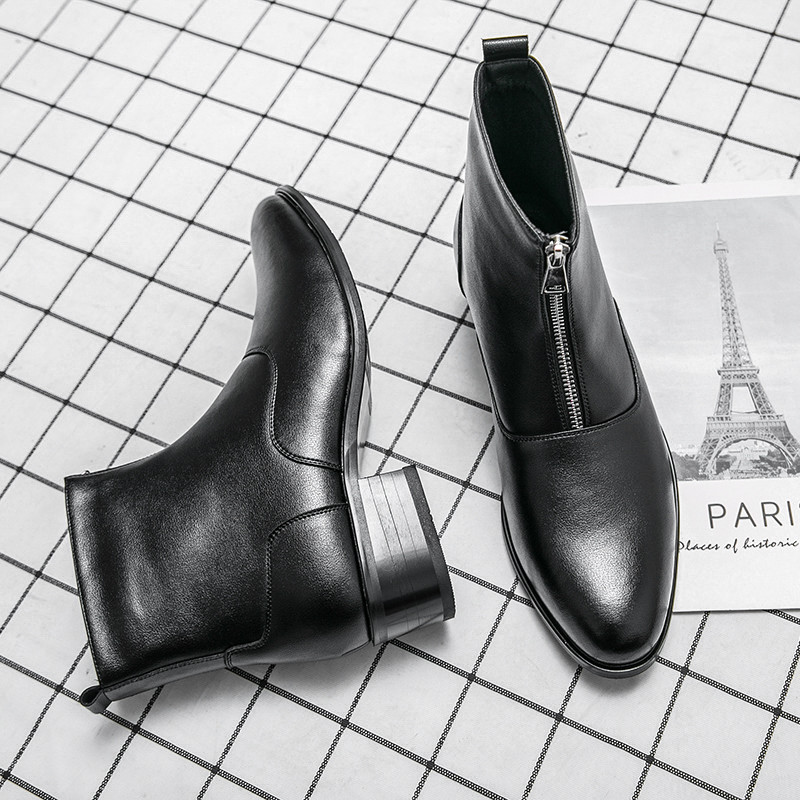 Misalwa Split Leather Mid Heel Κομψές ανδρικές μπότες Ανδρικές μπότες Chelsea Ανδρικές μπότες άνοιξη/χειμώνα Ανδρικές μπότες από γούνα σε κρύο ψύχος Dropshipping