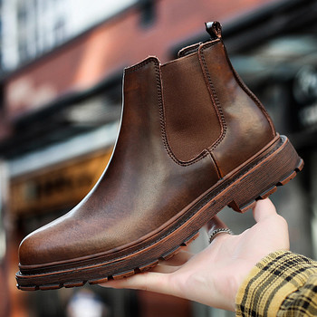 Марка Chelsea Боти до глезена Ежедневни открити Оксфордски мъжки обувки Дизайнерски мъжки мъжки къси ботуши от  кожа, бизнес рокля