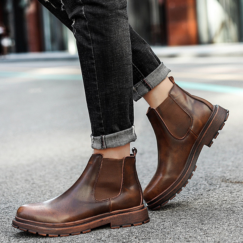 Επωνυμία Chelsea Ankle Boots Casual Outdoor Oxford Ανδρικά παπούτσια Σχεδιαστή  Ανδρικό φόρεμα με μύτη για φτερά Κοντές μπότες