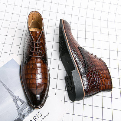 Vintage lakirane čizme s krokodilskim uzorkom Muške Chelsea čizme Muške gležnjače Modne dizajnerske muške marke ravne čizme