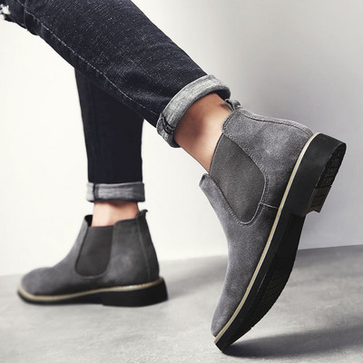 Cizme chelsea clasice pentru bărbați Cizme italiene pentru bărbați Pantofi casual Cizme pentru bărbați Pantofi din piele intoarsa pentru barbati Zapatillas Hombre Chaussure Homme