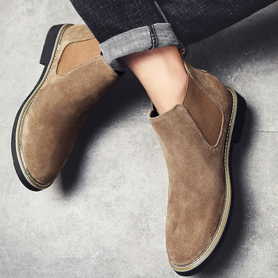 Cizme chelsea clasice pentru bărbați Cizme italiene pentru bărbați Pantofi casual Cizme pentru bărbați Pantofi din piele intoarsa pentru barbati Zapatillas Hombre Chaussure Homme