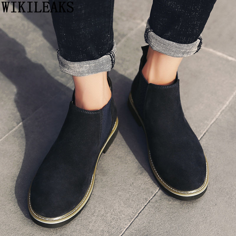 Klasične Chelsea čizme, muške talijanske gležnjače, muške cipele za slobodno vrijeme, muške čizme, cipele od brušene kože, muške Zapatillas Hombre Chaussure Homme