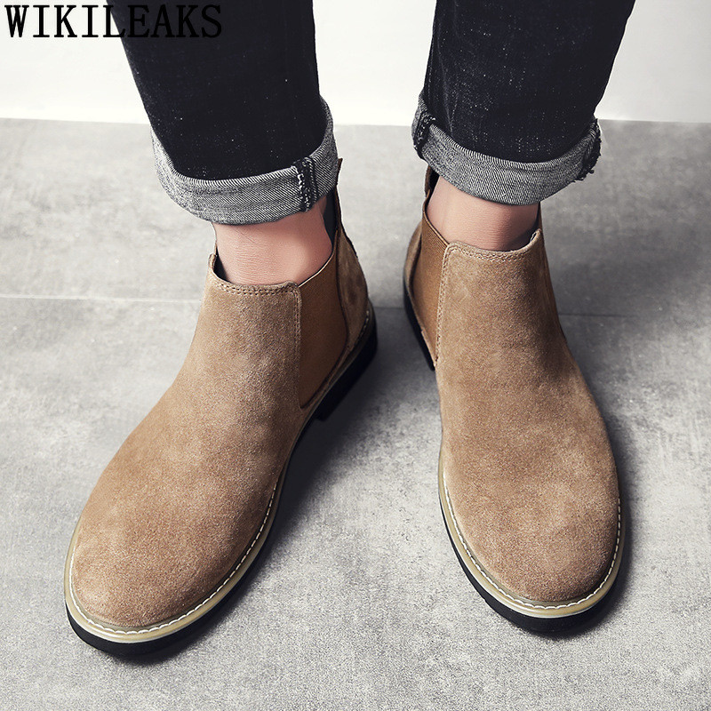 Klasične Chelsea čizme, muške talijanske gležnjače, muške cipele za slobodno vrijeme, muške čizme, cipele od brušene kože, muške Zapatillas Hombre Chaussure Homme