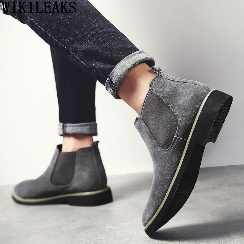 Klasične Chelsea čizme, muške talijanske gležnjače, muške cipele za slobodno vrijeme, muške čizme, cipele od brušene kože, muške Zapatillas Hombre Chaussure Homme