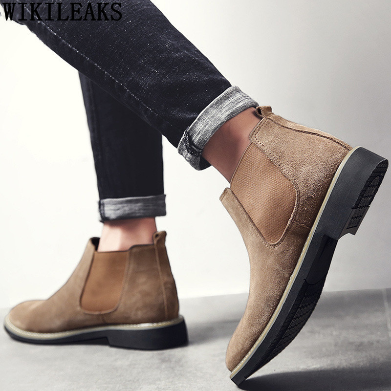 Klasične Chelsea čizme, muške talijanske gležnjače, muške cipele za slobodno vrijeme, muške čizme, cipele od brušene kože, muške Zapatillas Hombre Chaussure Homme