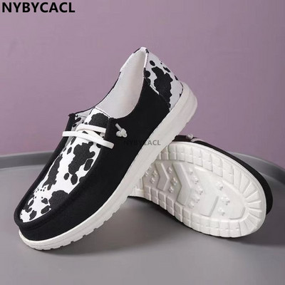 2023 Pantofi din pânză cu imprimeu de vaci FEMEI Jos cu imprimeu animal pentru femei Casual Pantofi vulcanizați Moda Streetwear Mujer Pantofi de skateboard 43