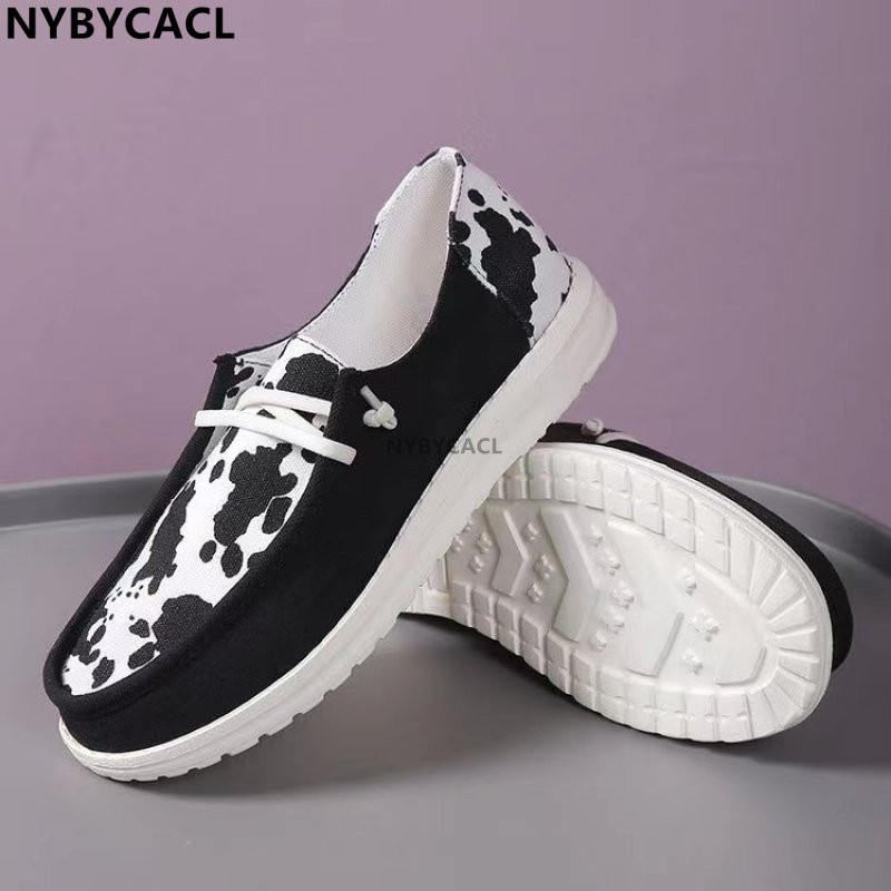 2023 Pantofi din pânză cu imprimeu de vaci FEMEI Jos cu imprimeu animal pentru femei Casual Pantofi vulcanizați Moda Streetwear Mujer Pantofi de skateboard 43