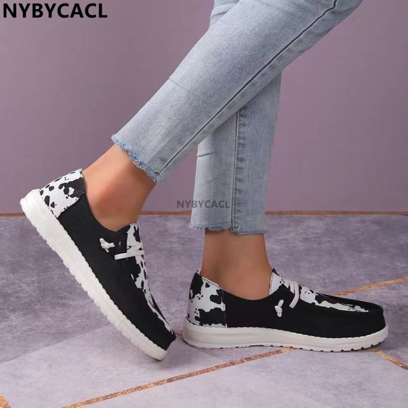 2023 Pantofi din pânză cu imprimeu de vaci FEMEI Jos cu imprimeu animal pentru femei Casual Pantofi vulcanizați Moda Streetwear Mujer Pantofi de skateboard 43