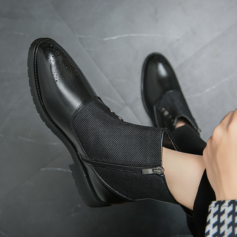 Μοντέρνο πράσινο υφασμάτινο πάνελ Μπότες Chelsea Ανδρικές κοντές μπότες Μυτερά δερμάτινα παπούτσια Ευέλικτα καθημερινά παπούτσια για πάρτι