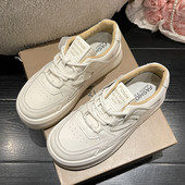 Pantofi de pânză cu talpă groasă de modă, cu șireturi încrucișate, cu imprimeu anti-alunecare, pantofi de exercițiu pentru femei, toamnă, pantofi albi pentru femei