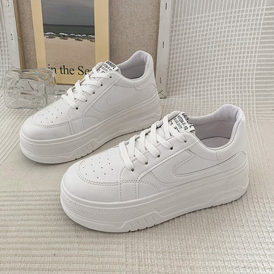 Modes Apavi ar biezu zoli, krusteniski šņorējami, šņorējami, neslīdoši sieviešu ikdienas apavi vasaras sievietēm, balti sieviešu apavi ar biezu zoli