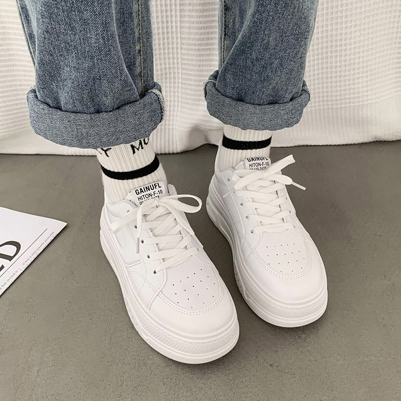 Modes Apavi ar biezu zoli, krusteniski šņorējami, šņorējami, neslīdoši sieviešu ikdienas apavi vasaras sievietēm, balti sieviešu apavi ar biezu zoli