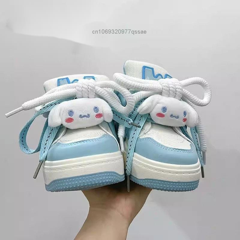 Pantofi cu șireturi Sanrio Cinnamoroll Kuromi pentru femei Y2k Pantofi de skateboard la modă drăguț, pantofi de tendințe sportive din desene animate pentru elevi
