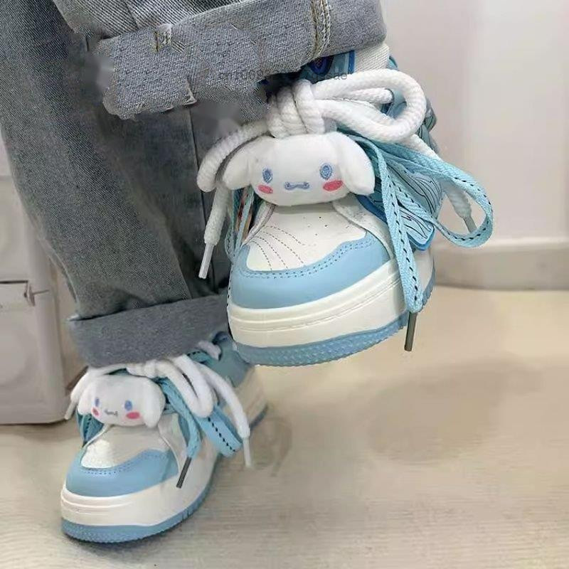 Pantofi cu șireturi Sanrio Cinnamoroll Kuromi pentru femei Y2k Pantofi de skateboard la modă drăguț, pantofi de tendințe sportive din desene animate pentru elevi