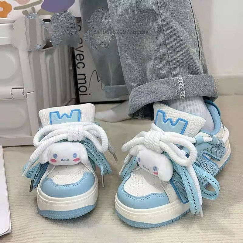 Pantofi cu șireturi Sanrio Cinnamoroll Kuromi pentru femei Y2k Pantofi de skateboard la modă drăguț, pantofi de tendințe sportive din desene animate pentru elevi