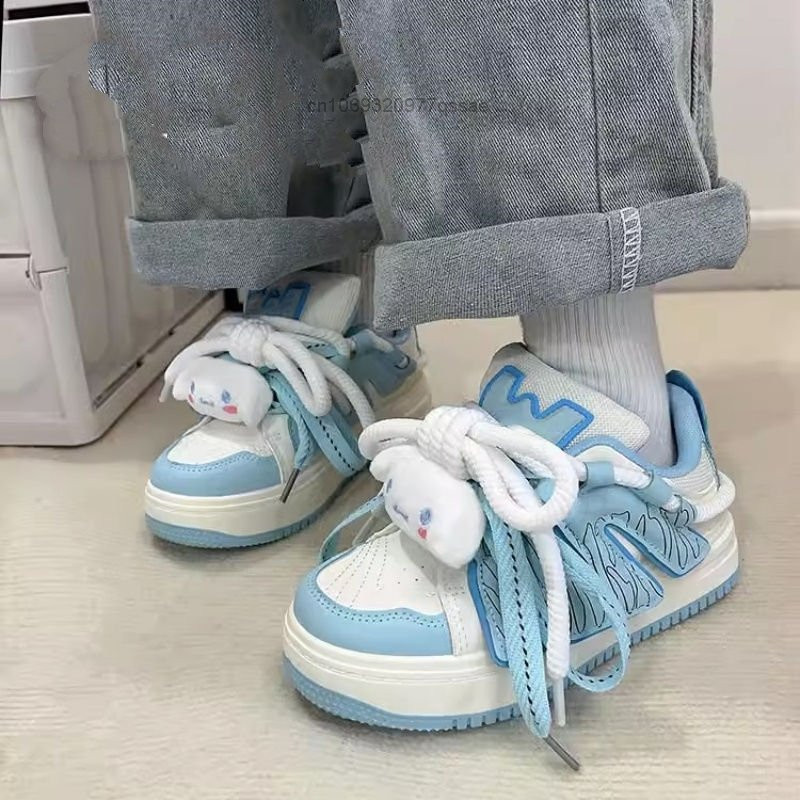 Pantofi cu șireturi Sanrio Cinnamoroll Kuromi pentru femei Y2k Pantofi de skateboard la modă drăguț, pantofi de tendințe sportive din desene animate pentru elevi