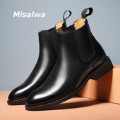 Misalwa Primăvară/ Iarnă Cizme Chelsea Elegante Piele Bărbați Cuplu Pantofi Mărimea 35 47 Rochie Slip-on Cizme Formale Model Prezentare de modă
