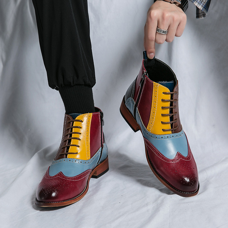 Χειροποίητα casual δερμάτινα πολυτελή ανδρικά επώνυμα επώνυμα επώνυμα φόρεμα Chelsea Cowboy παπούτσια για άντρες Μπότες Μπότες Αστραγάλου Υποδήματα