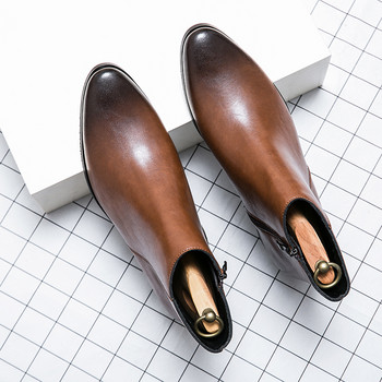 Модни мъжки ботуши в британски стил кожа Бизнес ботуши на открито Дизайнерски ръчно изработени мъжки ежедневни италиански официални обувки