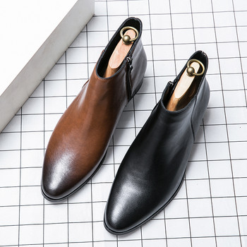 Модни мъжки ботуши в британски стил кожа Бизнес ботуши на открито Дизайнерски ръчно изработени мъжки ежедневни италиански официални обувки