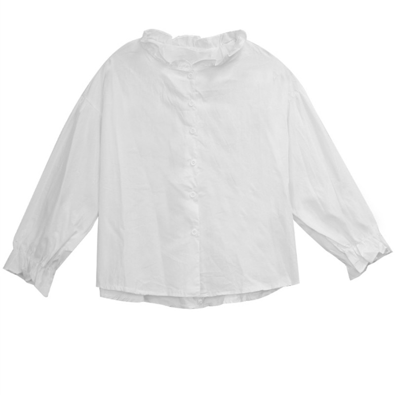 Ženske košulje s volanima za slobodno vrijeme Samostojeći ovratnik Jednobojni široki rukavi Ženske šik plisirane široke bluze Slatka košulja Studenti Novo za sve