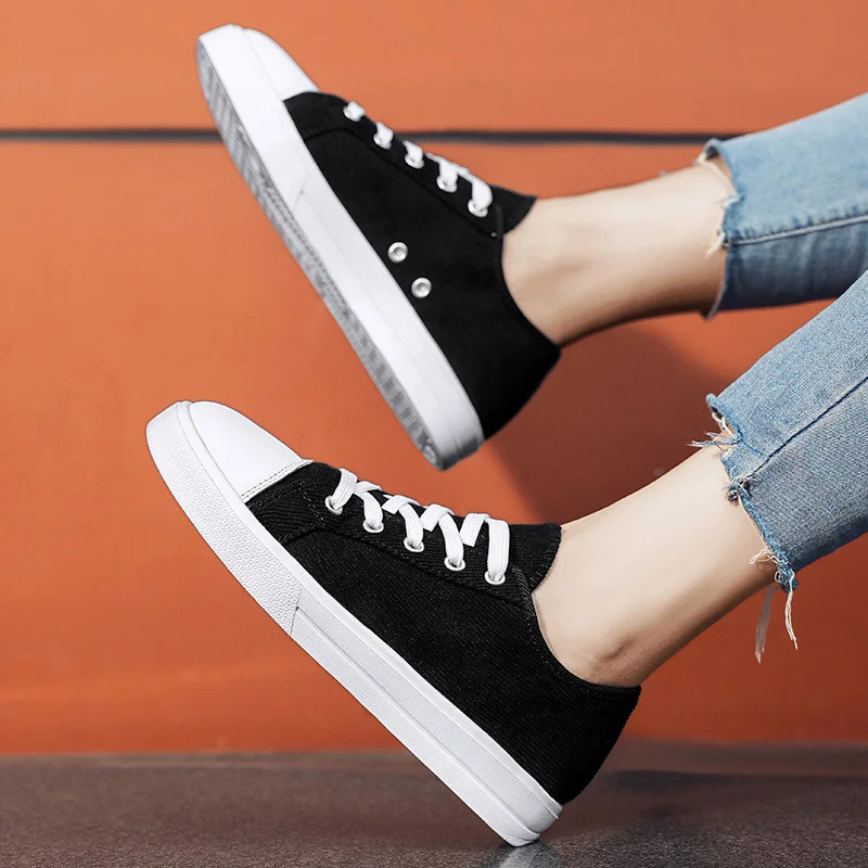 Παπούτσια Γυναικεία Νέα Vintage Χαμηλά Τοπ Αθλητικά Παπούτσια Ανδρικά Καμβά Ψηλά πάνω Στρογγυλή κεφαλή κορδόνια Ζευγάρι Casual Flats μόδα Περπάτημα