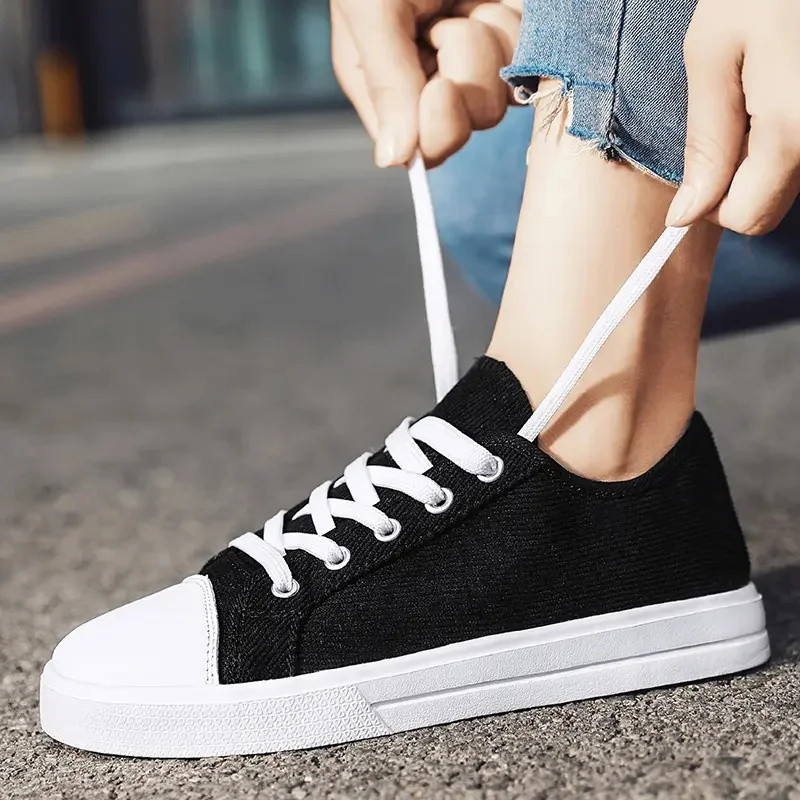 Παπούτσια Γυναικεία Νέα Vintage Χαμηλά Τοπ Αθλητικά Παπούτσια Ανδρικά Καμβά Ψηλά πάνω Στρογγυλή κεφαλή κορδόνια Ζευγάρι Casual Flats μόδα Περπάτημα