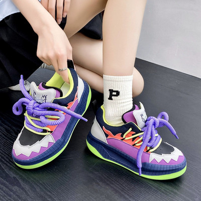 Rudens sporta apavi sievietēm korejiešu stila apdrukāti skriešanas futbola apavi Pretslīdoši pavasara rudens sieviešu ikdienas apavi