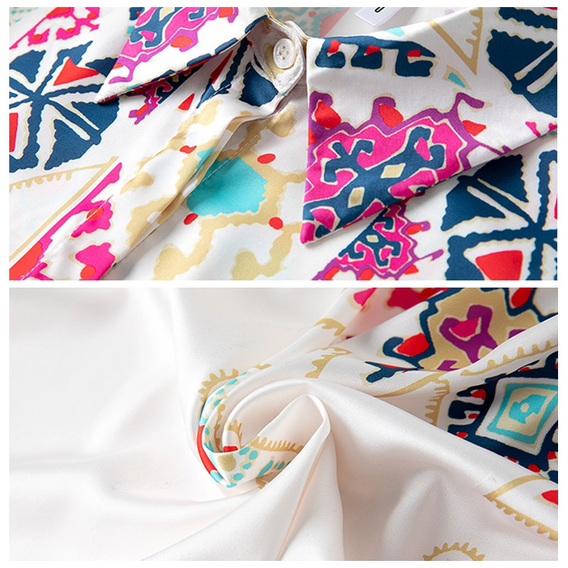 2023. gada pavasara vasara Satīna zīda krekli Sieviešu blūzes Ikdienišķas Brīvas ar garām piedurknēm Modes ar apdruku Sieviešu darba krekli Sieviešu topi