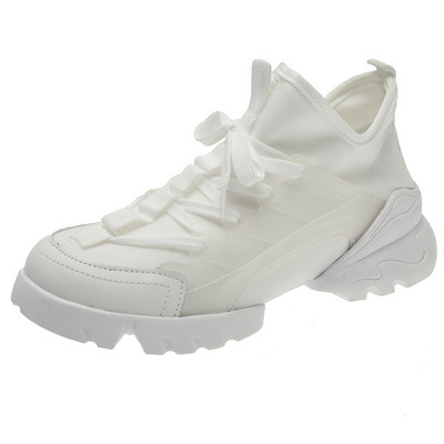 2024 Νέα γυναικεία casual αθλητικά παπούτσια δερμάτινη πλατφόρμα με στρογγυλά δάχτυλα με κορδόνια βουλκανιζέ παπούτσια Μαύρα ευέλικτα γυναικεία παπούτσια για τρέξιμο εξωτερικού χώρου