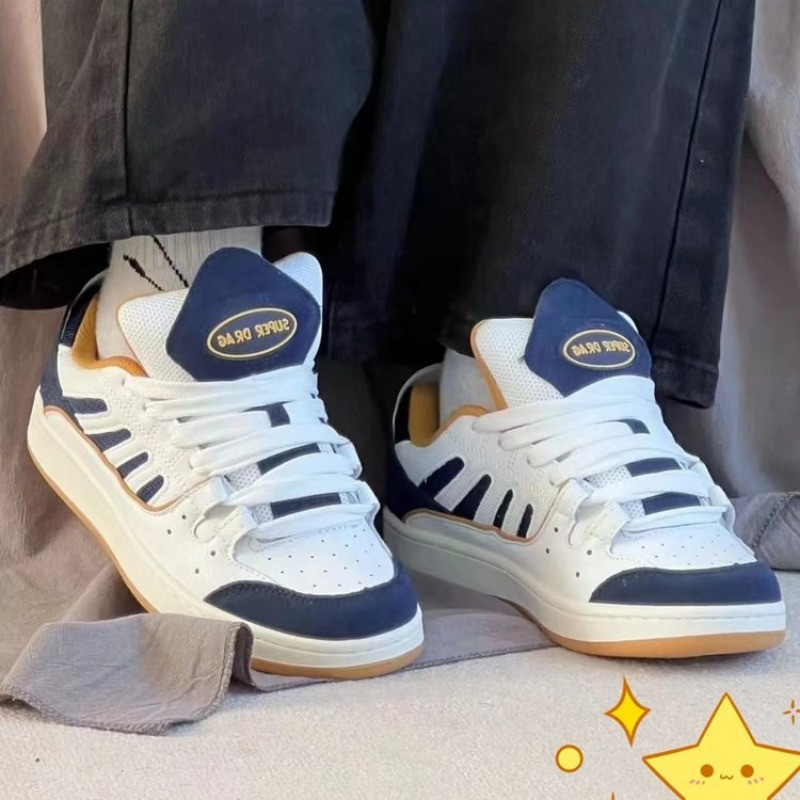 Γυναικεία παπούτσια μάρκας μόδας Πλατφόρμα ταιριάσματος χρώματος Γυναικεία αθλητικά παπούτσια Στρογγυλή κεφαλή με κορδόνια Casual αθλητικά γυναικεία παπούτσια σανίδας