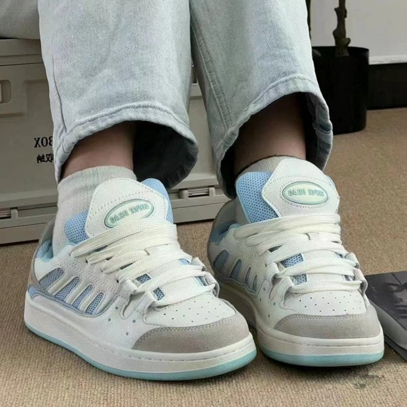 Γυναικεία παπούτσια μάρκας μόδας Πλατφόρμα ταιριάσματος χρώματος Γυναικεία αθλητικά παπούτσια Στρογγυλή κεφαλή με κορδόνια Casual αθλητικά γυναικεία παπούτσια σανίδας