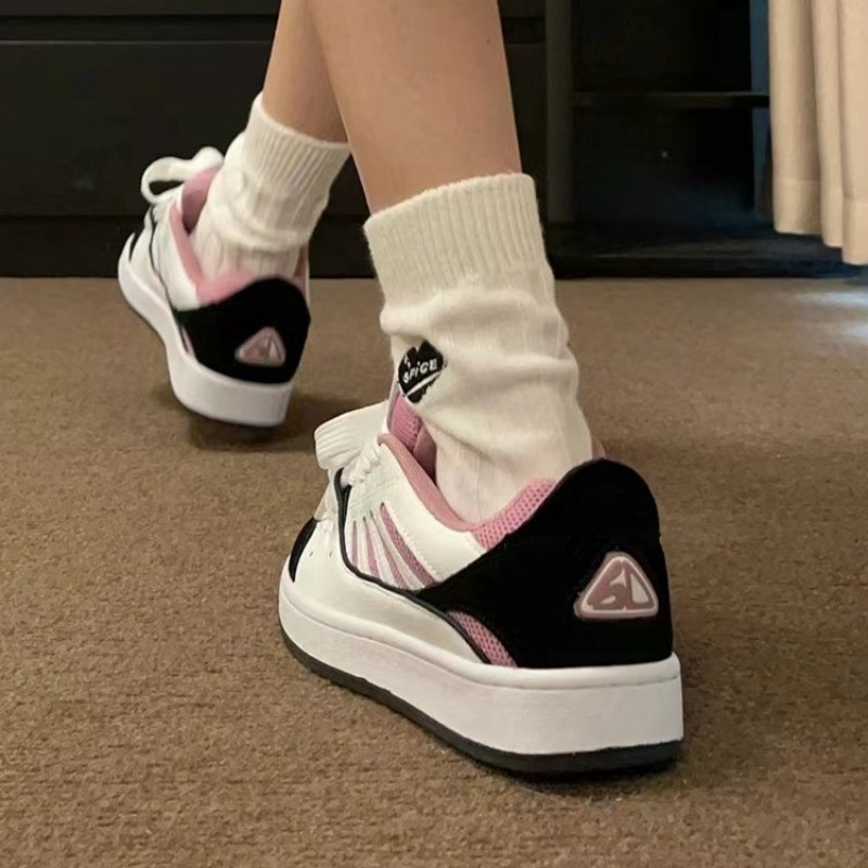 Γυναικεία παπούτσια μάρκας μόδας Πλατφόρμα ταιριάσματος χρώματος Γυναικεία αθλητικά παπούτσια Στρογγυλή κεφαλή με κορδόνια Casual αθλητικά γυναικεία παπούτσια σανίδας