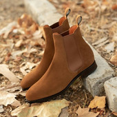 Chelsea Boots Ανδρικά ψεύτικα σουέτ καφέ Classic Business Casual Ευέλικτο βρετανικό στυλ Slip-On μποτάκια αστραγάλου