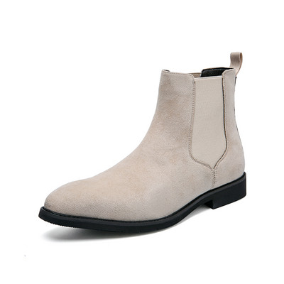 Chelsea Boots Ανδρικά ψεύτικα σουέτ καφέ Classic Business Casual Ευέλικτο βρετανικό στυλ Slip-On μποτάκια αστραγάλου