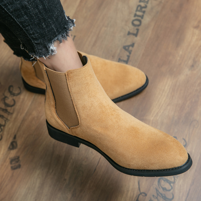 Chelsea Boots Ανδρικά ψεύτικα σουέτ καφέ Classic Business Casual Ευέλικτο βρετανικό στυλ Slip-On μποτάκια αστραγάλου