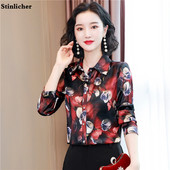 Elegantiški biuro moteriški darbo satininiai šilko marškiniai Moteriškos palaidinės 2022 m. pavasario ruduo, ilgomis rankovėmis, laisvalaikio moteriški viršutiniai marškinėliai vakarėliui drabužiai