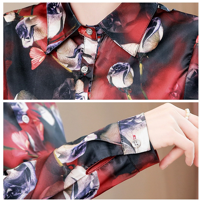 Elegantiški biuro moteriški darbo satininiai šilko marškiniai Moteriškos palaidinės 2022 m. pavasario ruduo, ilgomis rankovėmis, laisvalaikio moteriški viršutiniai marškinėliai vakarėliui drabužiai